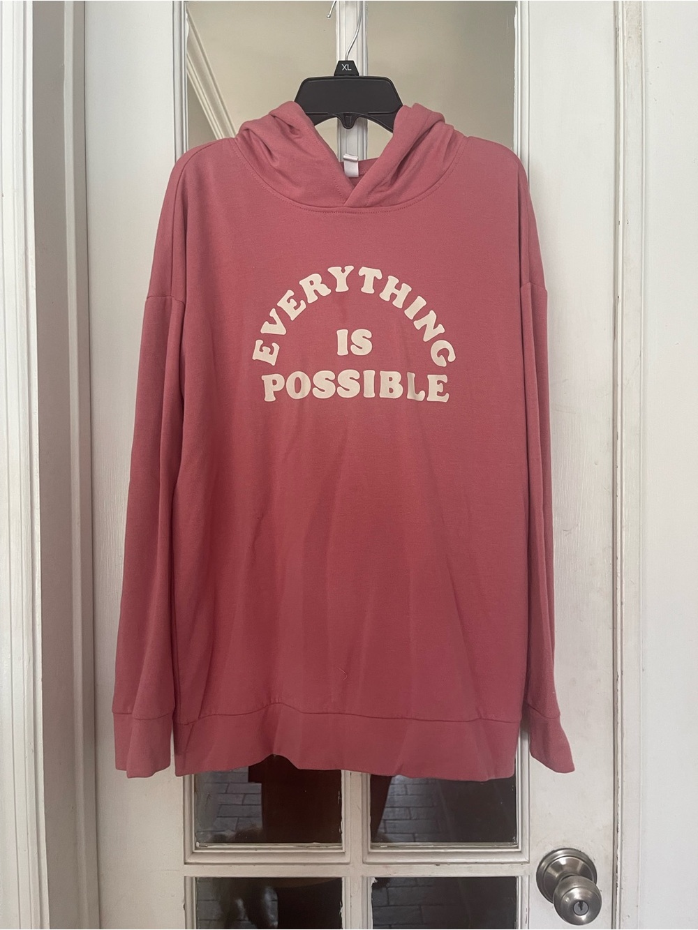 Kids Crewneck Hoodie with 'Everything Is Possible' Print - Rose Pink